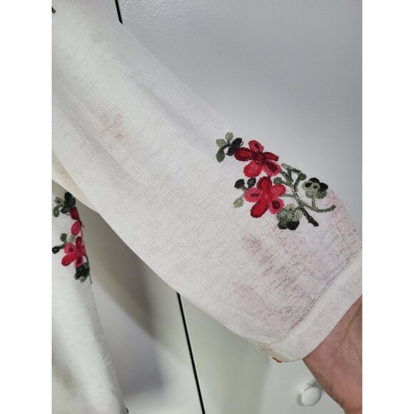 Ana & Rose LG Sheer Floral Embroidered Cardigan White Cottagecore Boho Feminine - Picture 8 of 10